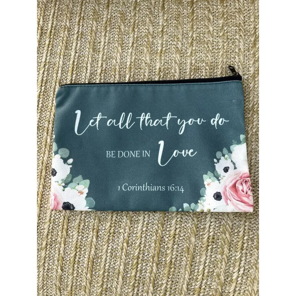 Cosmetic Zipper Bag with Bible Verse 1 Corinthians 16:14